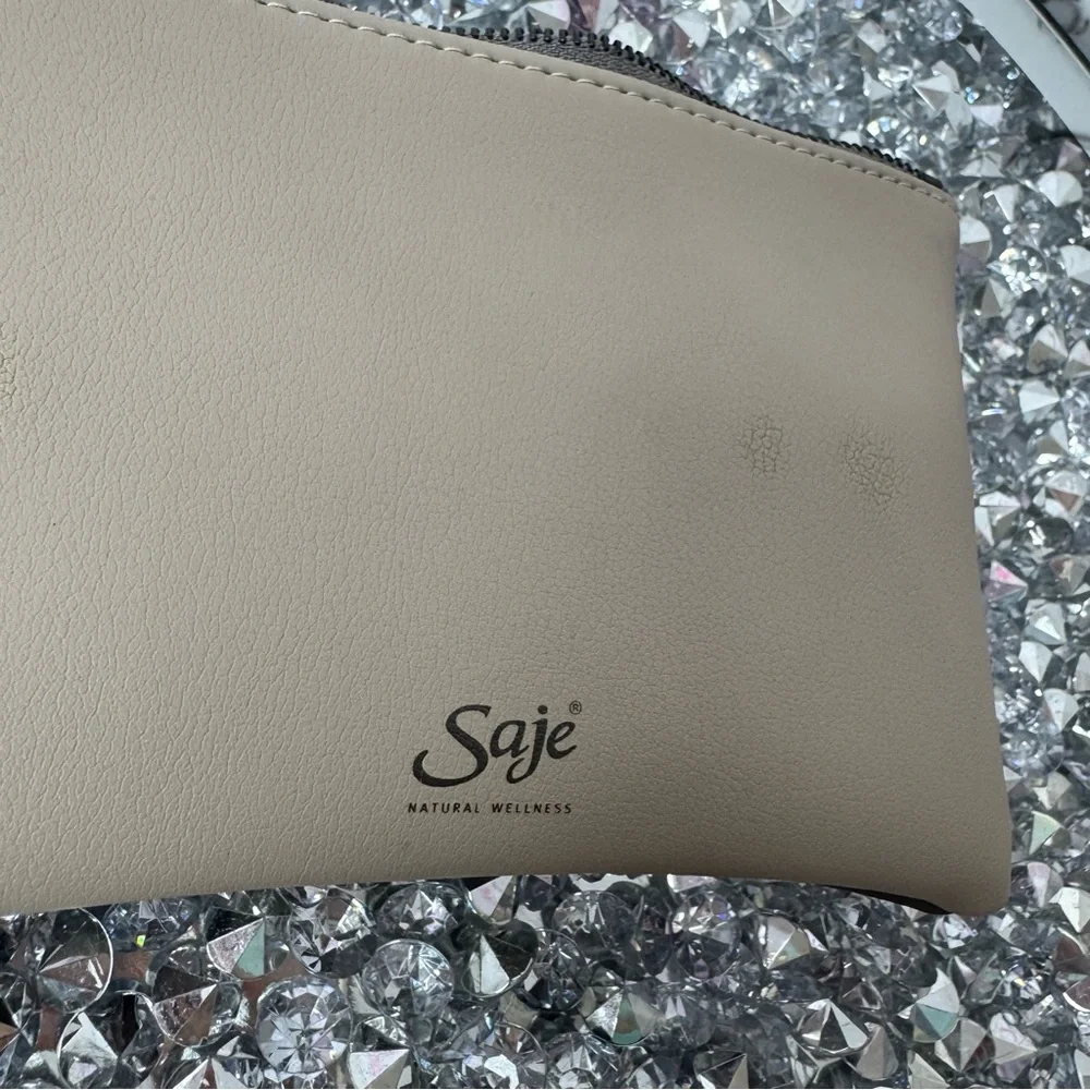 Saje Gray Wristlet Clutch attachable strap natural wellness soft bag makeup